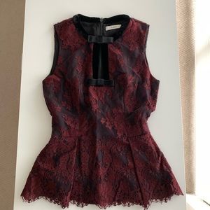 Erdem Lace with Velvet Trim (Burgundy/Black)